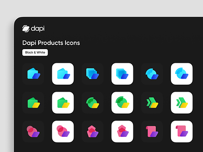 Dapi - products icons branding colors dapi data fintech graphic design icon icons illustration logo mini brand payment products stripe sub brand subbrand ui
