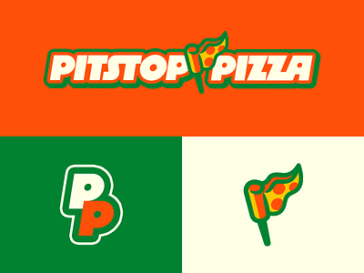 Pitstop Pizza - Brand Assets branding design food foodlogo graphic design illustration logo mascot pizza pizzabranding pizzalogo racing restaurant restaurantlogo vector