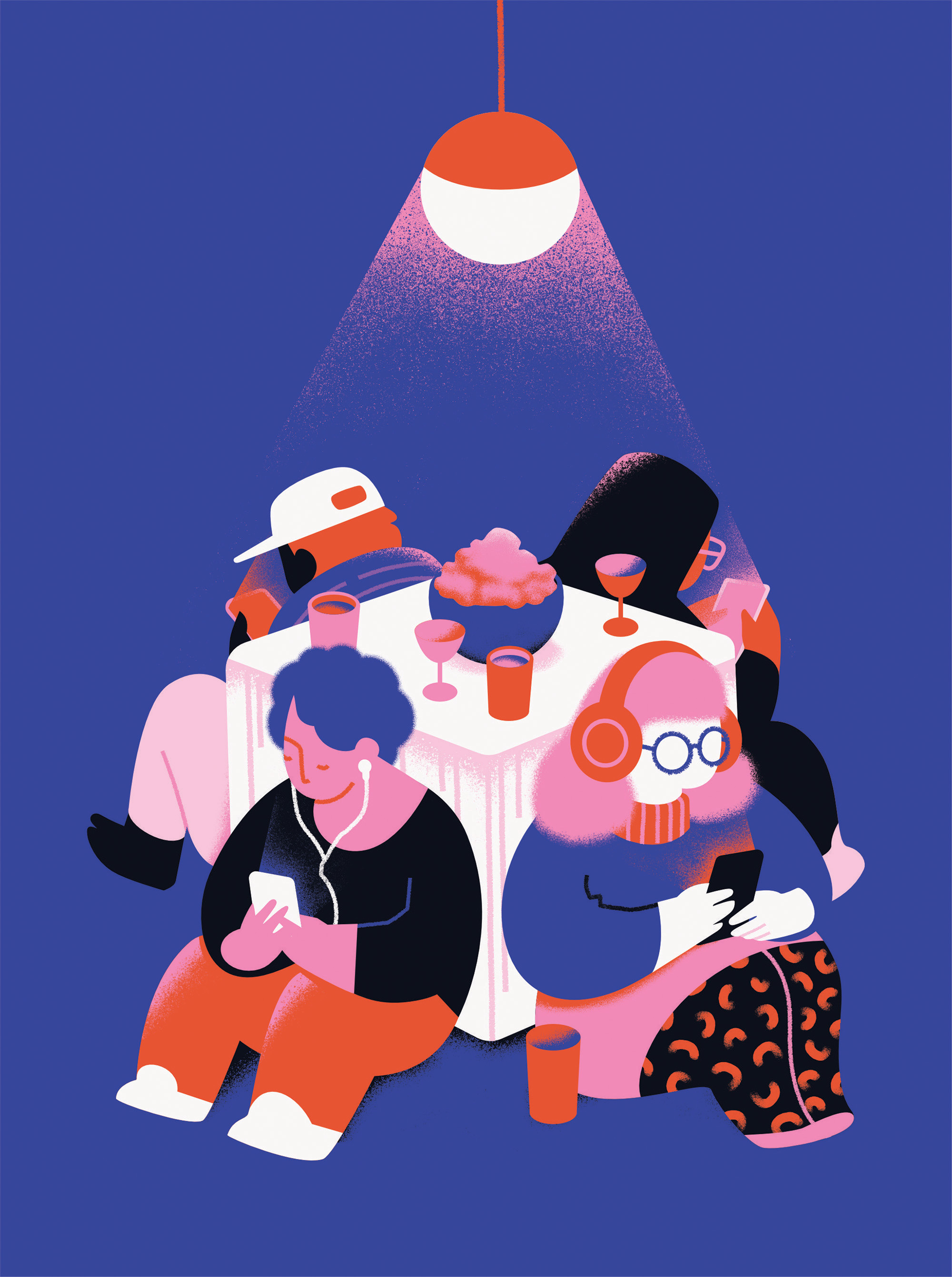 Editorial illustration for Glamour magazine #3 art colorful community flat graphic design illustration isolation loneliness loneliness epidemic social media vector vector illustration