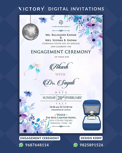 Engagement card with Golden Ring Box. Design no. 2009 graphic design
