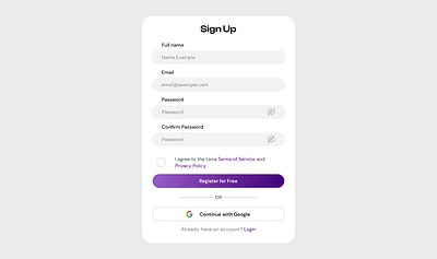 Sign up form design ui ux