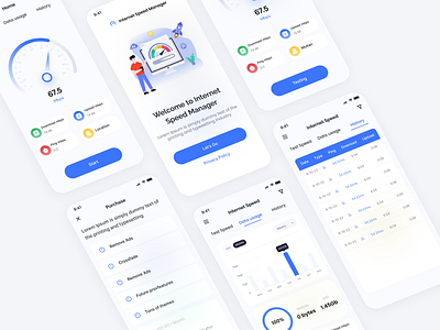 Speed Testing App UI Design app design speed app speed testing ui user interface ux ui