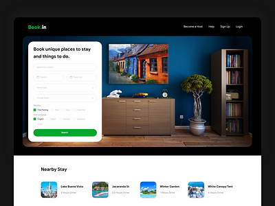 Book Your Stay - Landing Page airbnb animation apartment banner booking branding busines design graphic design klook minimal rent rental roomrent stay ui uiux ux website xd