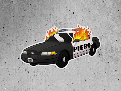 Police car sticker - Piero Studio badge branding design graphic design illustration logo sticker typography vector