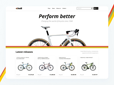 Hero concept for Cinelli Pressure bycicle clean desktop ecommerce header hero hero section landing page ui ux web webdesign website website ui