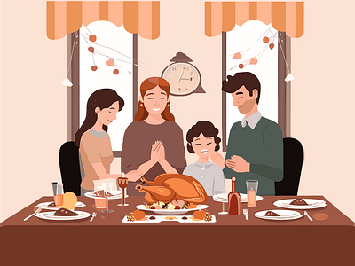 Thanksgiving Blessings - Family Prayer Around the Table blessing and gratitude family love family prayer family unity gratitude blessings harvest festival heartfelt moments holiday celebrations seasonal artwork seasonal illustration thanksgiving day thanksgiving dinner thanksgiving mood thanksgiving table thanksgiving tradition