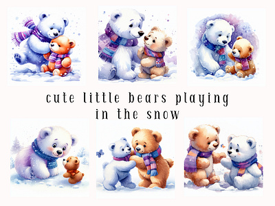 Cute little bears playing in the snow bears cute playing snow winter