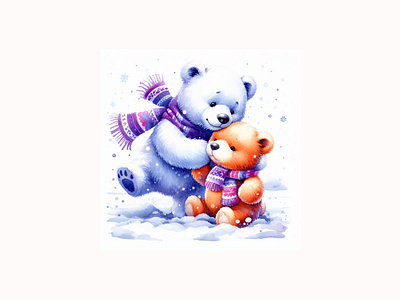 Two little bears playing in the snow bears happy little snow winter