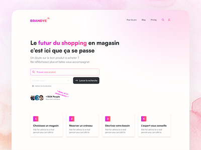 On-Site Shopping Experience Website e commerce gradient grid halo hero section joyful landing page minimalist pink product design search bar shopping ui ux vibrant white theme