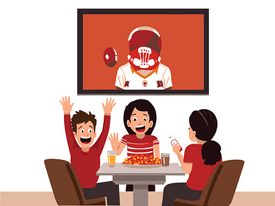 Thanksgiving Game Time - Family Bonding with Sports on TV family bonding family gathering family unity game day fun holiday celebrations seasonal artwork seasonal illustration sports on tv sporty thanksgiving thanksgiving day thanksgiving entertainment thanksgiving leisure thanksgiving mood thanksgiving traditions