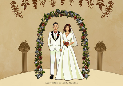 Groom & Bride Wedding Illustration for Digital Invitation animation bride cartoon digital art digital drawing groom illustration invitation invitation design layout married wedding wedding invitation