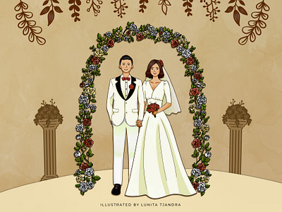 Groom & Bride Wedding Illustration for Digital Invitation animation bride cartoon digital art digital drawing groom illustration invitation invitation design layout married wedding wedding invitation