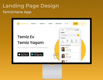 TemizHane Landing Page cleaning cleaningservice design designjourney home landing landingpage logo mobileapp onboarding rebranding search ui userinterface ux web website