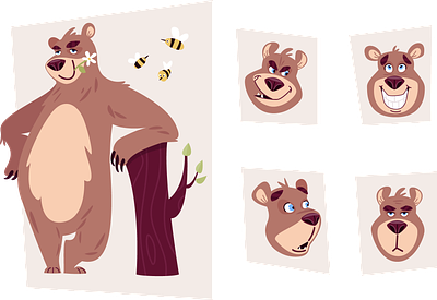bear animals art bear been cartoon character character design cute emotions funny personage