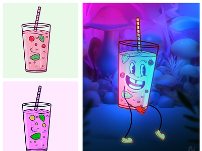 Simple Doodle Loop Animation animation artistic cool drink creative drink loop mid journey refreshing beverage retro style vector walking whimsical