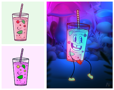 Simple Doodle Loop Animation animation artistic cool drink creative drink loop mid journey refreshing beverage retro style vector walking whimsical