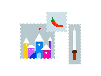 Spicey, Castle, Dagger castle dagger flat illustration illustration inktober knife mark pepper post postmark spicey vectober