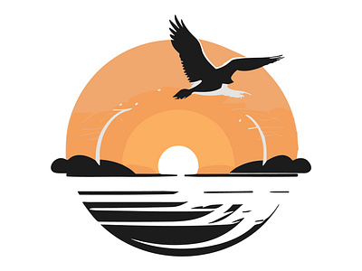 Bird on Sunset Beach design for tshirt graphic design minimal design tshirt design