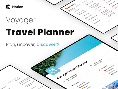 Voyager Travel Planner - Cover about banner branding brochure cover design interface design layout logo logo design notion template ui web website