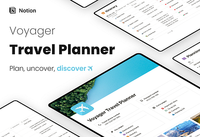 Voyager Travel Planner - Cover about banner branding brochure cover design interface design layout logo logo design notion template ui web website