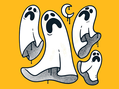 Ghosts Sheets blake stevenson cartoon character design cute design face ghost halloween horror illustration jetpacks and rollerskates logo moon october organic retro ui
