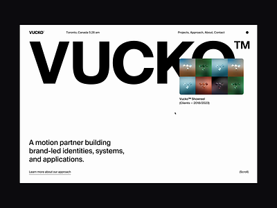 Vucko project launch agency clean design landing motion portfolio studio typography ui ux web