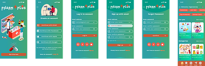 SIGNUP AND LOGIN PAGE FOR MOBILE APP TO SELL MEDICINES 3d animation appliciation graphic design logo motion graphics pharmacy ux ui prototype ui ux