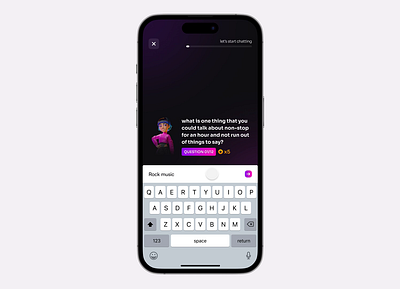 Quizz Chat Concept - Mobile App ai black theme chat fun gamification gen z mobile app motion personality product design progress protopie quizz ui ux