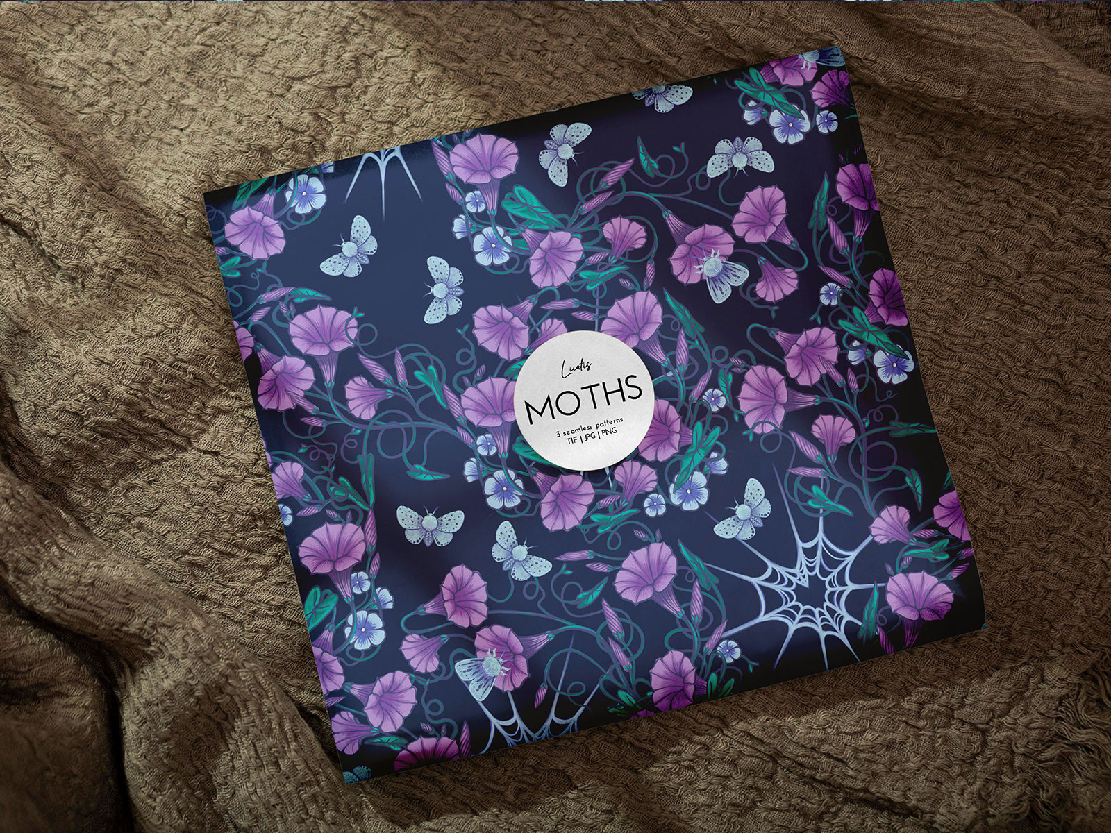 MOTHS - seamless patterns dark design drawing floral gothic graphic design halloween heart home decor illustration moth pattern pattern design phone case purple flowers seamless pattern spider web surface design wallpaper design wrapping paper