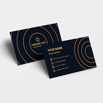 Blue And Gold Business Card design. marketing