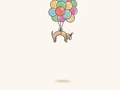 Birthday Weenie Dog balloons birthday card celebration cute dachshund dog doxen fun greeting card invitation party quirky sausage dog weenie