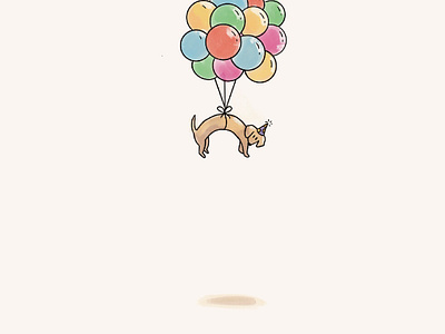 Birthday Weenie Dog balloons birthday card celebration cute dachshund dog doxen fun greeting card invitation party quirky sausage dog weenie