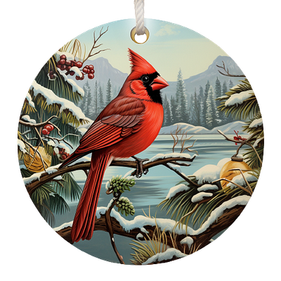 Cardinal sitting on snowy tree branch ai generated art made with midjourney ai