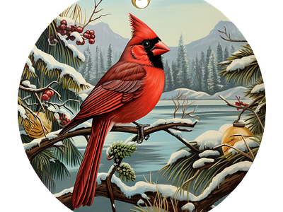 Cardinal sitting on snowy tree branch ai generated art made with midjourney ai
