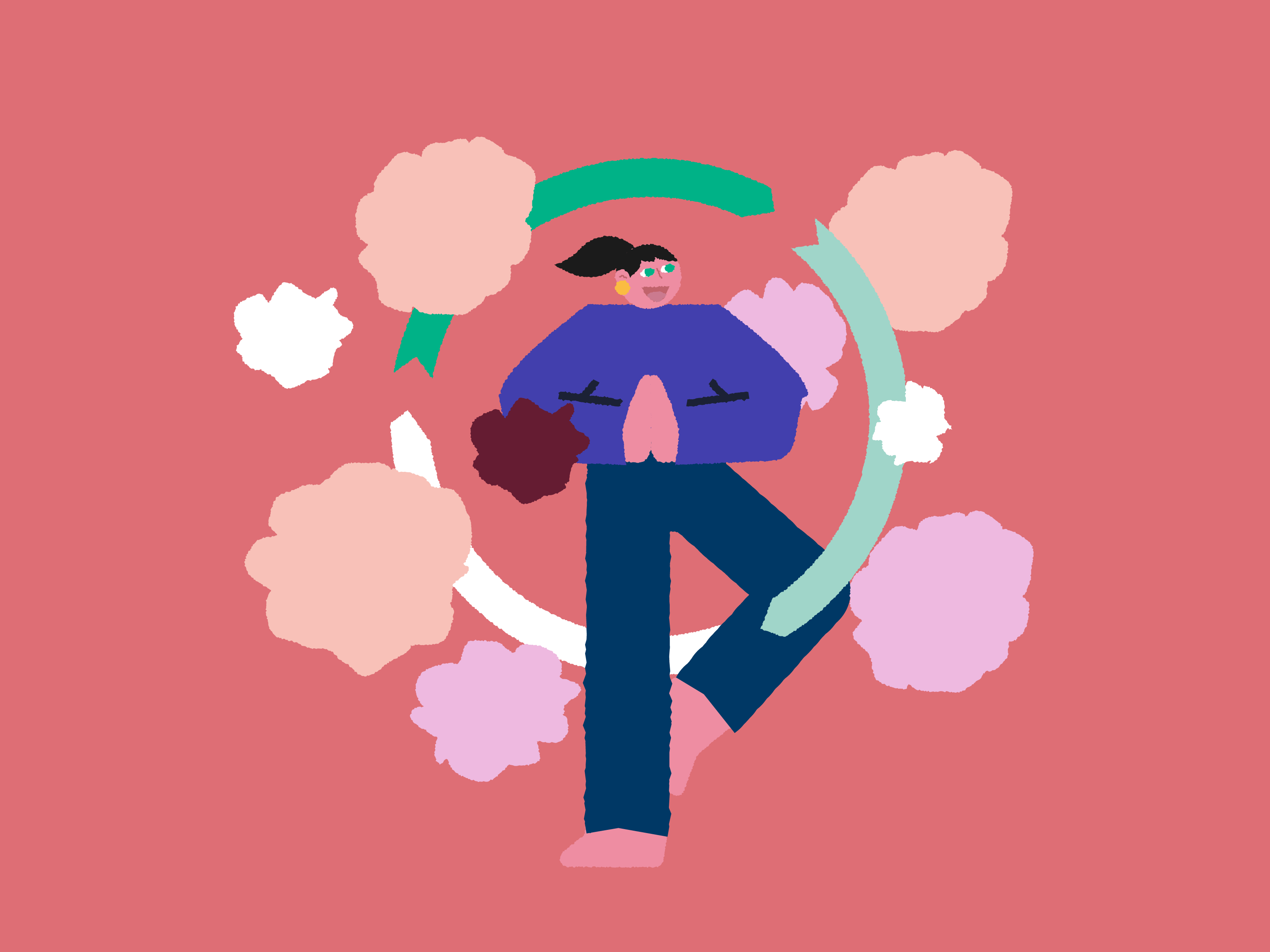 Yoga 2d adobe art branding character cloud design flat graphic design illustration minimal recycle sport vector yoga zen