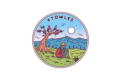 Vtowles adventure badge brand brand design branding design emblem illustration label landscape line logo logo design logo type monoline patch pin sticker tshirt design