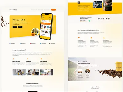 Coffee Machine Concetp Website app carousel coffee colorful design hero landing page mobile playful stepper tutorial ui ux website white yellow
