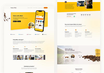 Coffee Machine Concetp Website app carousel coffee colorful design hero landing page mobile playful stepper tutorial ui ux website white yellow