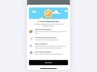 End of Trial Popup product design ui