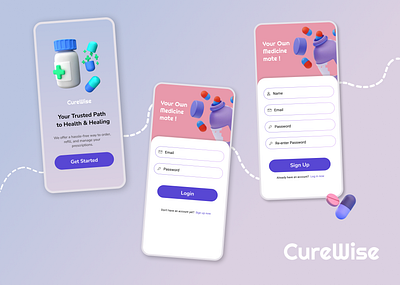Curewise - a Pharmaceutical app app branding dailyui design graphic design illustration logo ui ux vector