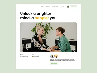 Mental Health Platform Hero Section design doctor health landing page mental health minimal ui uiux ux web