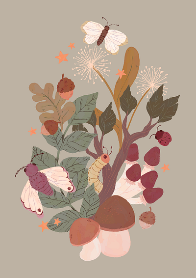 Autumn Bugs & Botanicals graphic design