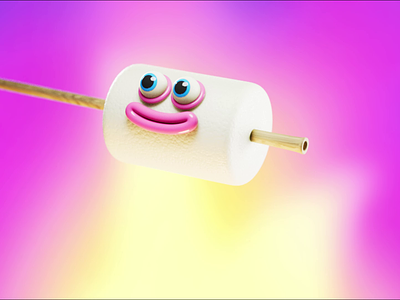 Marty the Marshmallow 🍡 3d animation cgi cinema4d colors cool motion illustration marshmallow marshmallow animation minimal motion graphics organic animation visual design