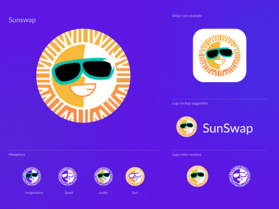 sunswap logo design blockchain branding carton design graphic design happy logo sun sunny sunswap swap ui