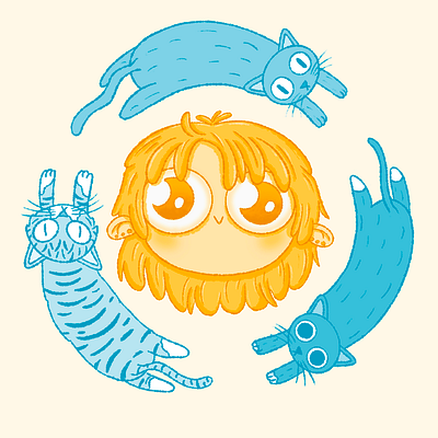 Me and my lovely 3 cats cats digital illustration illustration procreate profile picture