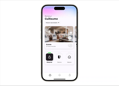 Home Security Mobile App alert amazon animation app automation camera design gradient home live product design ring security toggle ui ux white