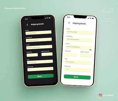 Shipping details screen | Daily UI Challenge # 42/90 ui design ux design uxui designer