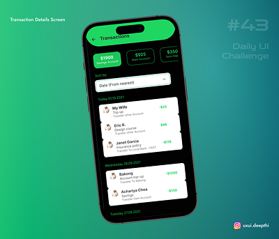 Transaction details screen | Daily UI Challenge # 43/90 ui design ux design uxui designer