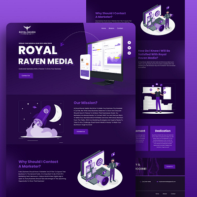 Royal Raven Media UIUX agency website branding funnel design graphic design idea landing page media agency page design royal website ui user experience desing user interface design ux web concept website