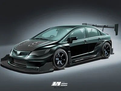 Digital Modification Honda Civic FD - Time Attack Style automotive design automotive render car design car illustrator car modification car rendering car vector design digital modification livery design